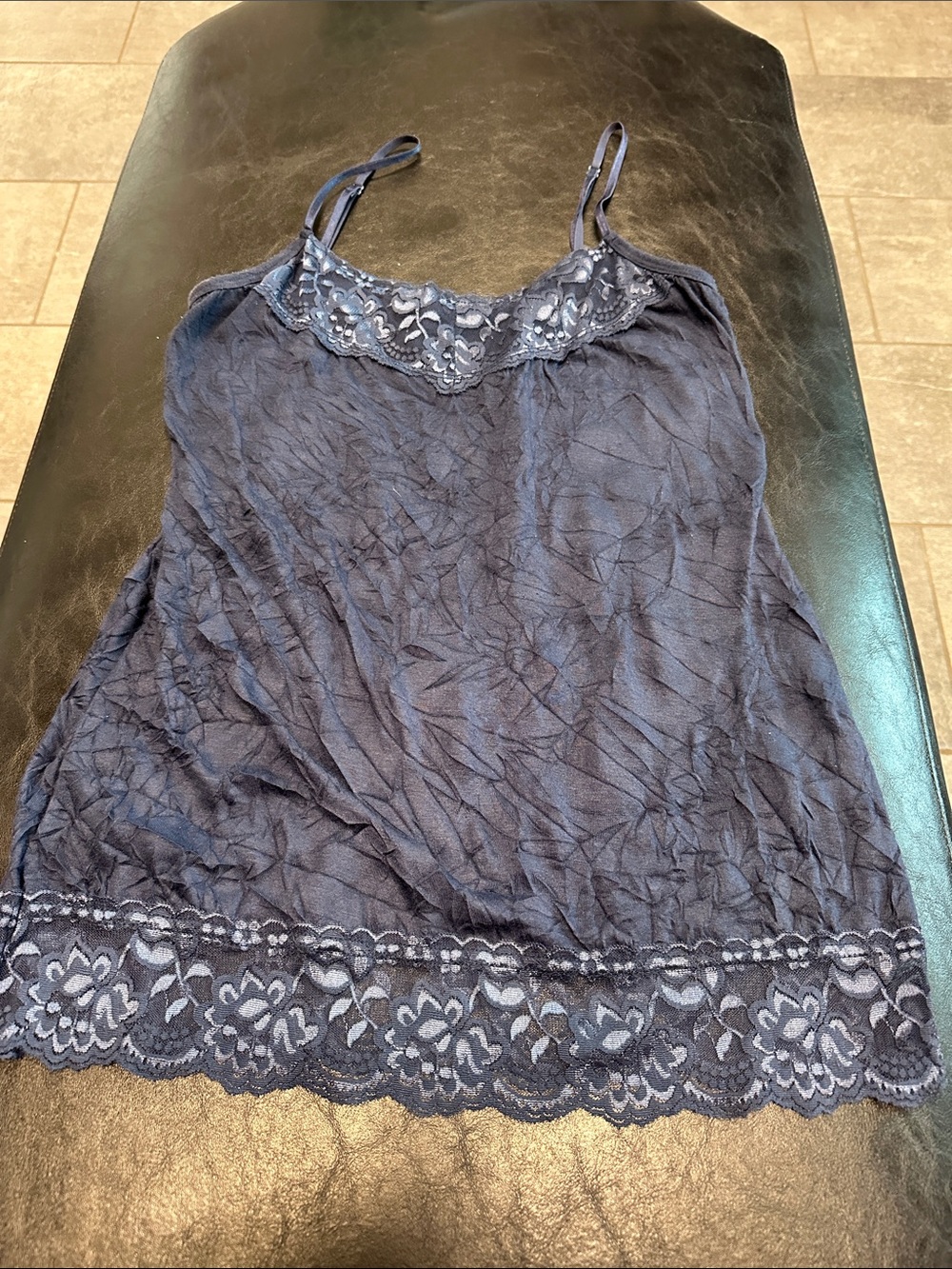 Maurices Navy Lace-Trim Camisole with Scalloped Hem
